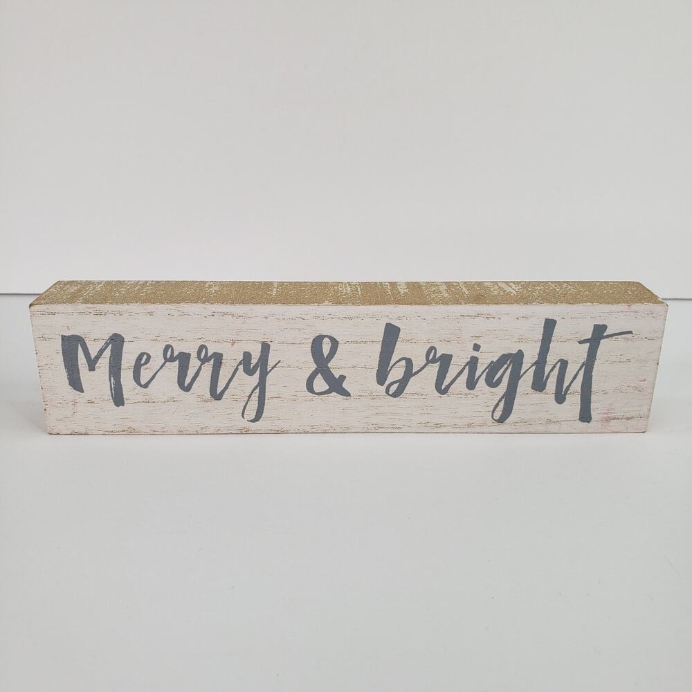 2 Christmas Wood Blocks Rustic Table Decor Farmhouse Comfort & Joy Merry &Bright - Picture 3 of 7